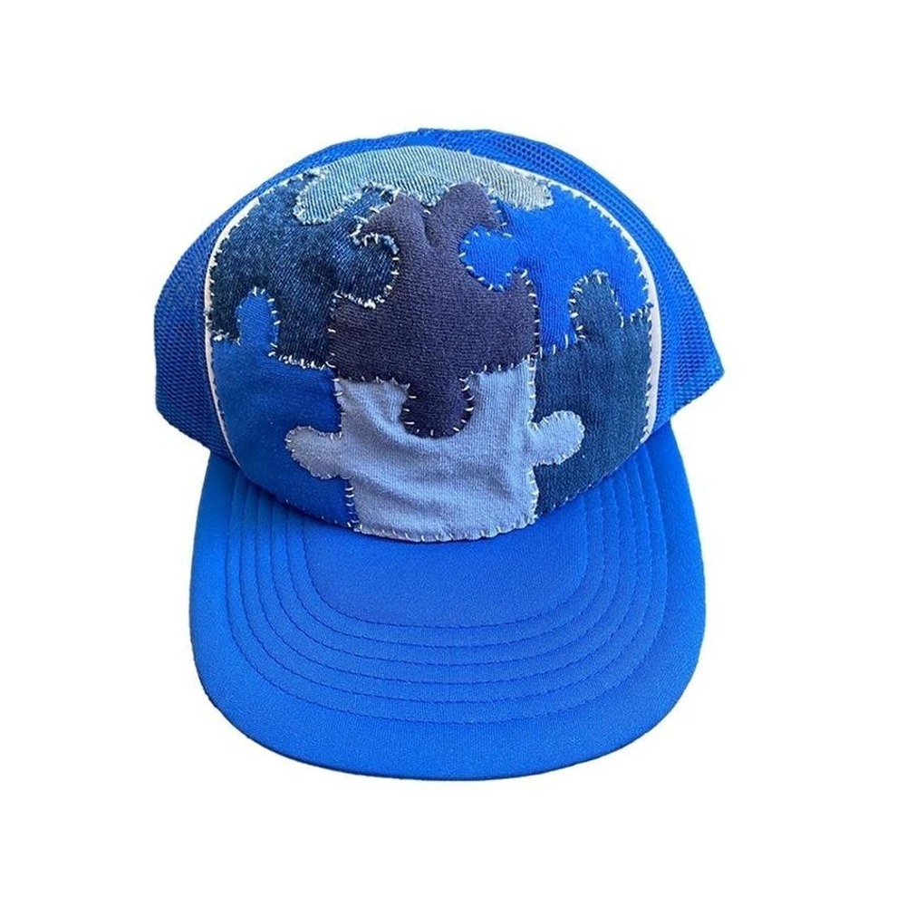 vintage Hand sewn puzzle trucker hat
